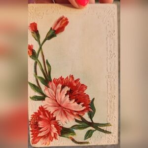 ANTUQUE FLORAL EMBOSSED POSTCARD - BLANK